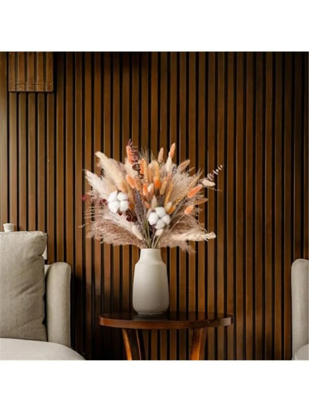 Fall Dried Flower Bouquet Boho Fall Decor with Pampas Grass, Cotton